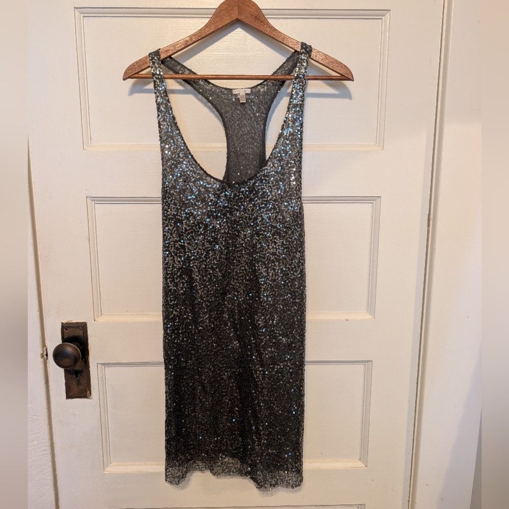 Victoria's Secret sequin racerback mini dress Swimsuit Cover Tunic Gunmetal Gray